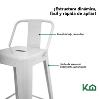 Thumbnail for Set 4 Bancos Tolix Altos Kingshouse Con Respaldo Silla Barra