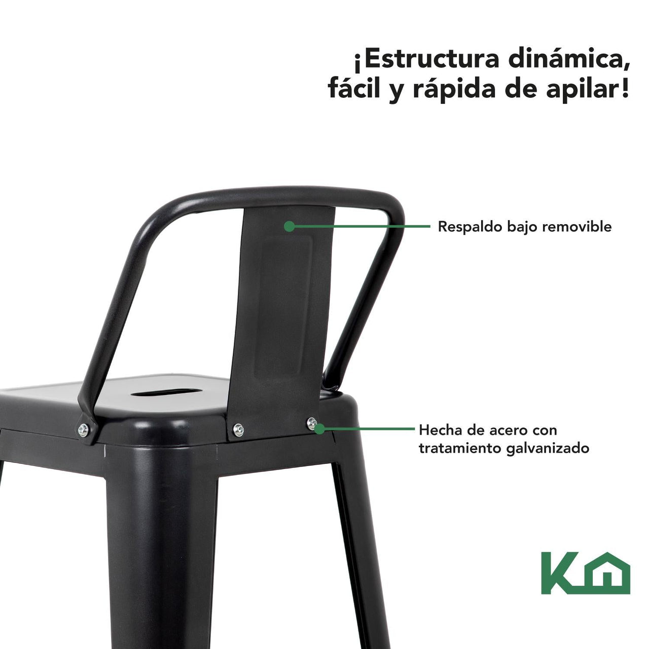 Set 4 Bancos Tolix Altos Kingshouse Con Respaldo Silla Barra