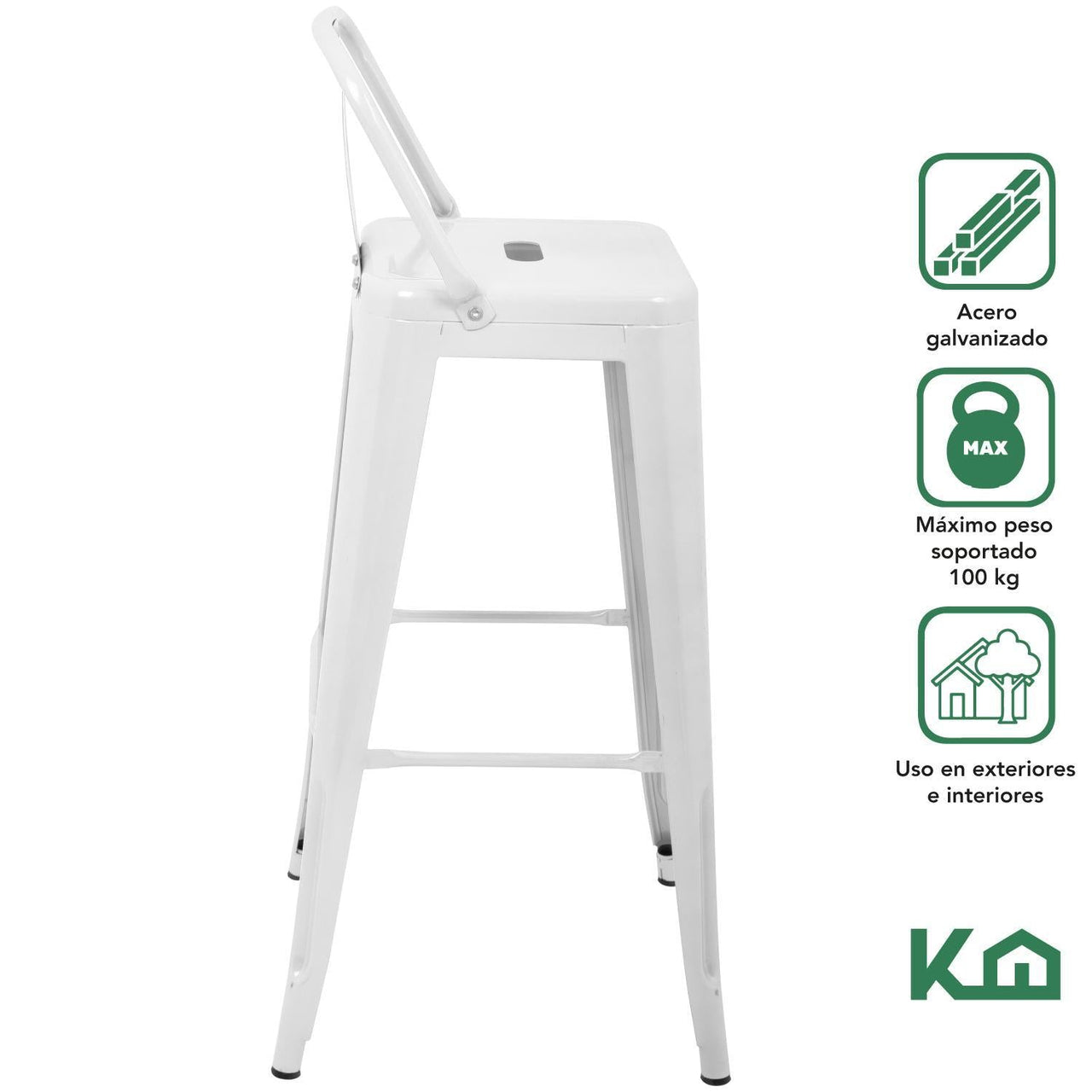 Set 4 Bancos Tolix Altos Kingshouse Con Respaldo Silla Barra
