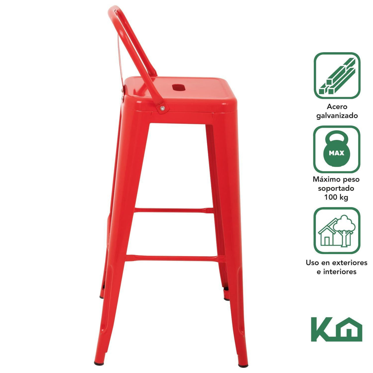 Set 4 Bancos Tolix Altos Kingshouse Con Respaldo Silla Barra