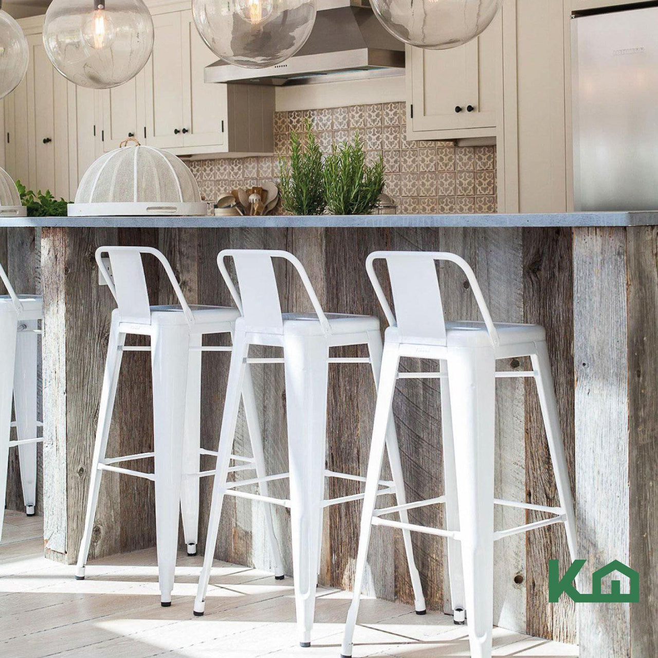 Set 4 Bancos Tolix Altos Kingshouse Con Respaldo Silla Barra