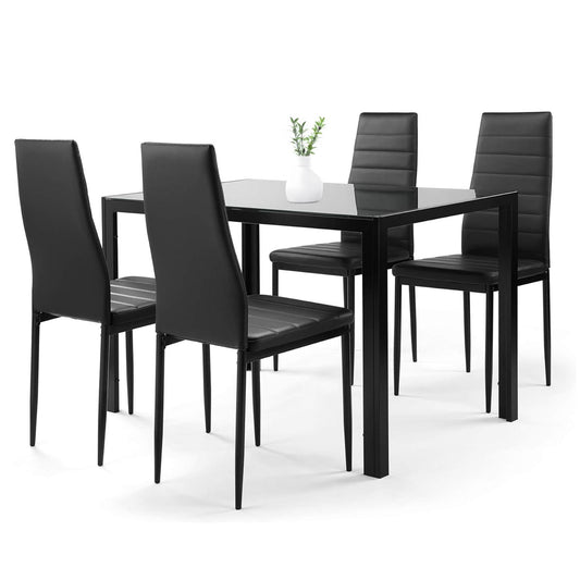 Set de Comedor Moderno Con 4 Sillas y Mesa de VidrioDNGLEX4 - NEG