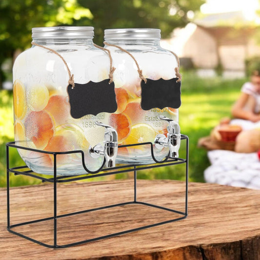 Set De Dispensadores Bebidas 4 Litros Mason Jar Base MetalJAR - MASON8 - 2