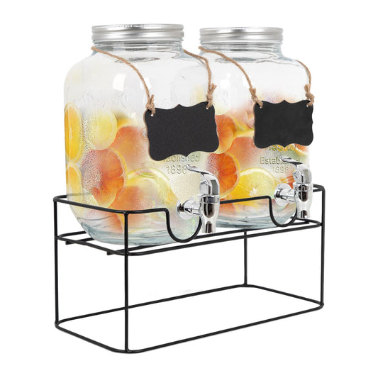 Set De Dispensadores Bebidas 4 Litros Mason Jar Base MetalJAR - MASON8 - 2