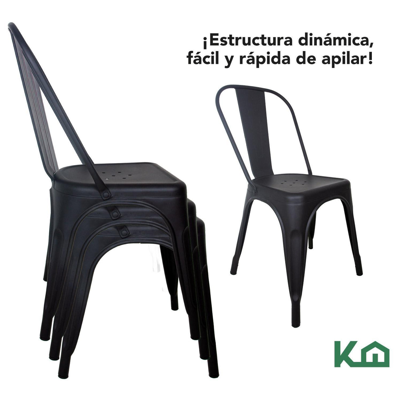 Silla Tolix Metal 4 Pzas Comedor Casa Restaurante Exterior