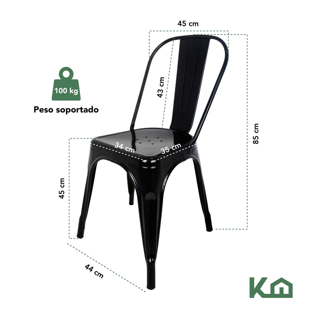 Silla Tolix Metal 4 Pzas Comedor Casa Restaurante Exterior