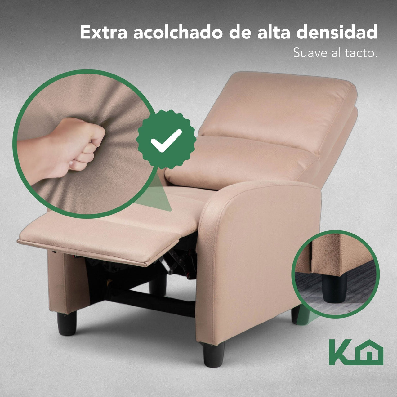 Sillon Reclinable Reposet Sofa Individual Tela Moderno Sala