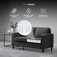 Thumbnail for Sofá Sillón Loveseat 2 Plazas Sala Moderna Madera + Cojines