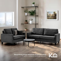 Thumbnail for Sofá Sillón Loveseat 2 Plazas Sala Moderna Madera + Cojines