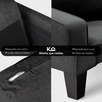 Thumbnail for Sofá Sillón Loveseat 3 Plazas Sala Moderna Madera + Cojines
