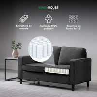 Thumbnail for Sofá Sillón Loveseat 3 Plazas Sala Moderna Madera + Cojines