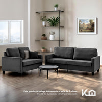 Thumbnail for Sofá Sillón Loveseat 3 Plazas Sala Moderna Madera + Cojines