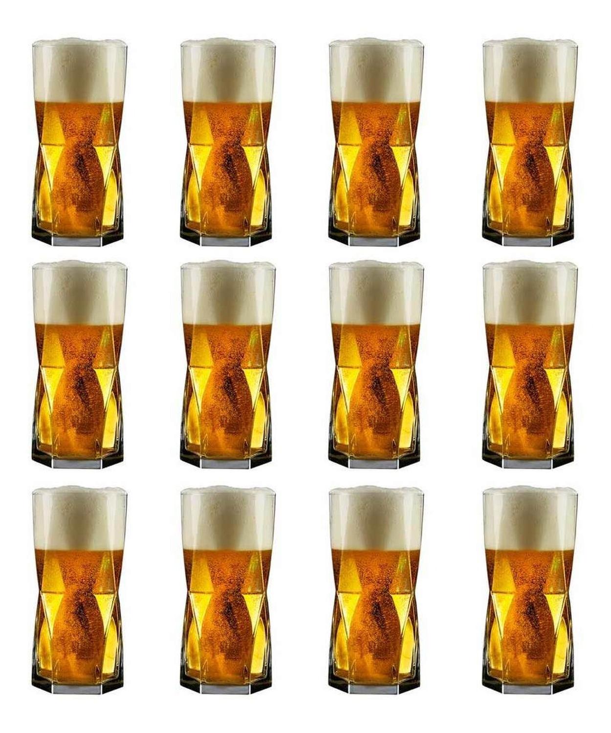 Vasos Rombos Hb 376 Ml 12pzs Vidrio Cerveza Cerveceros Crisa