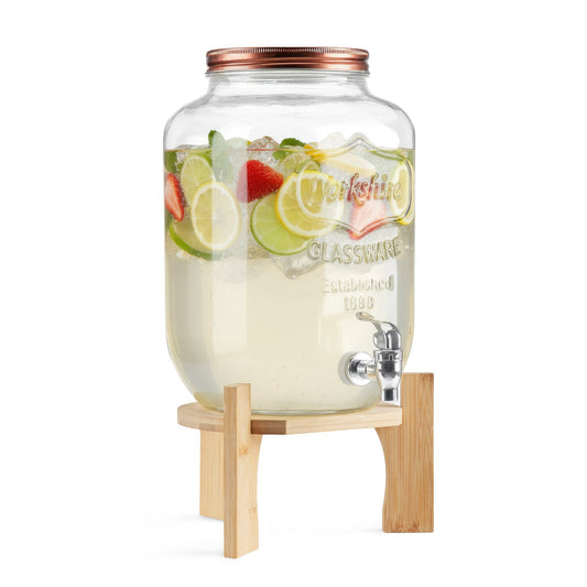 Vitrolero Dispensador de Agua 8L Tapa Hermética Base BambúJAR-MASON8-BAM