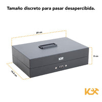 Thumbnail for Caja Dinero de Combinacion 4 Clips en la Tapa para Billetes con Charola 6 Divisiones 29 cm Ts811 Kingsman