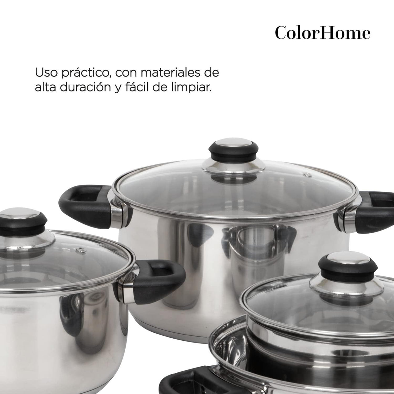 Batería de Cocina 7 Piezas Acero Inoxidable Tricapa