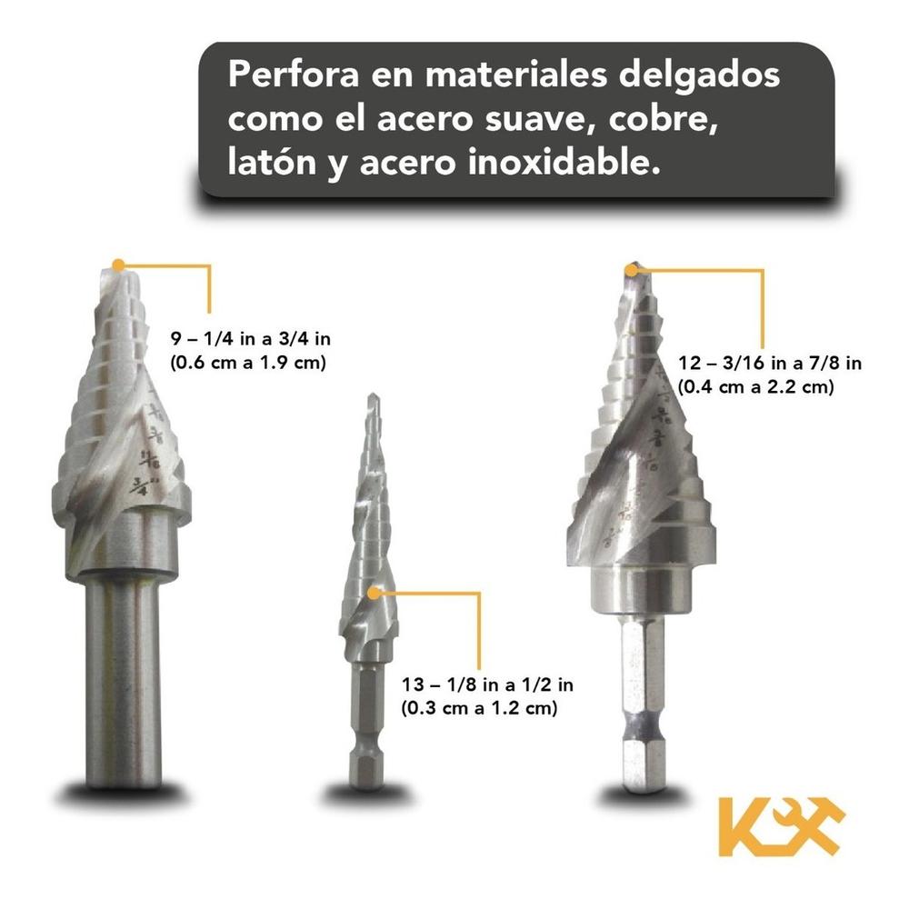 10 Brocas Escalonada Circular Avellanadora Sacabocado Madera