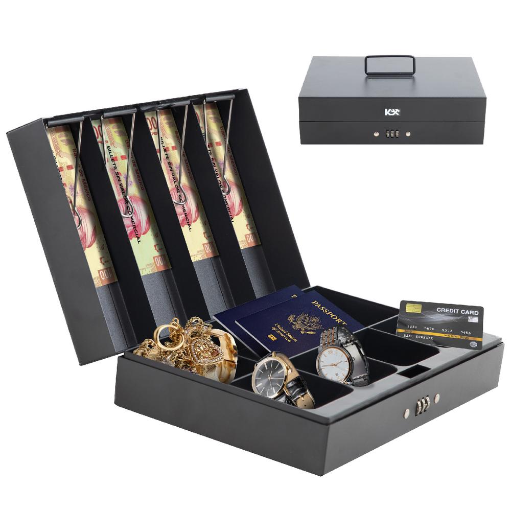 Caja Dinero de Combinacion 4 Clips en la Tapa para Billetes con Charola 6 Divisiones 29 cm Ts811 Kingsman