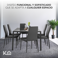 Thumbnail for Juego De Comedor 6 Sillas y Mesa De Vidrio Templado Moderno