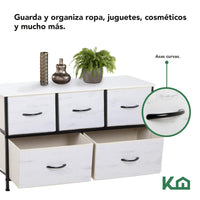 Thumbnail for Comoda Cajonera de 5 Cajones Mueble Organizador Tela Madera