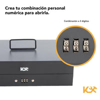 Thumbnail for Caja Dinero de Combinacion 4 Clips en la Tapa para Billetes con Charola 6 Divisiones 29 cm Ts811 Kingsman