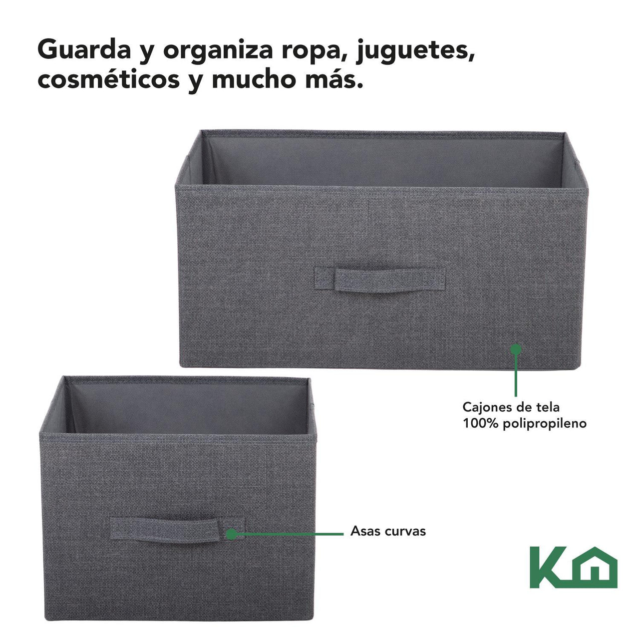 Comoda Cajonera de 5 Cajones Mueble Organizador Tela Madera