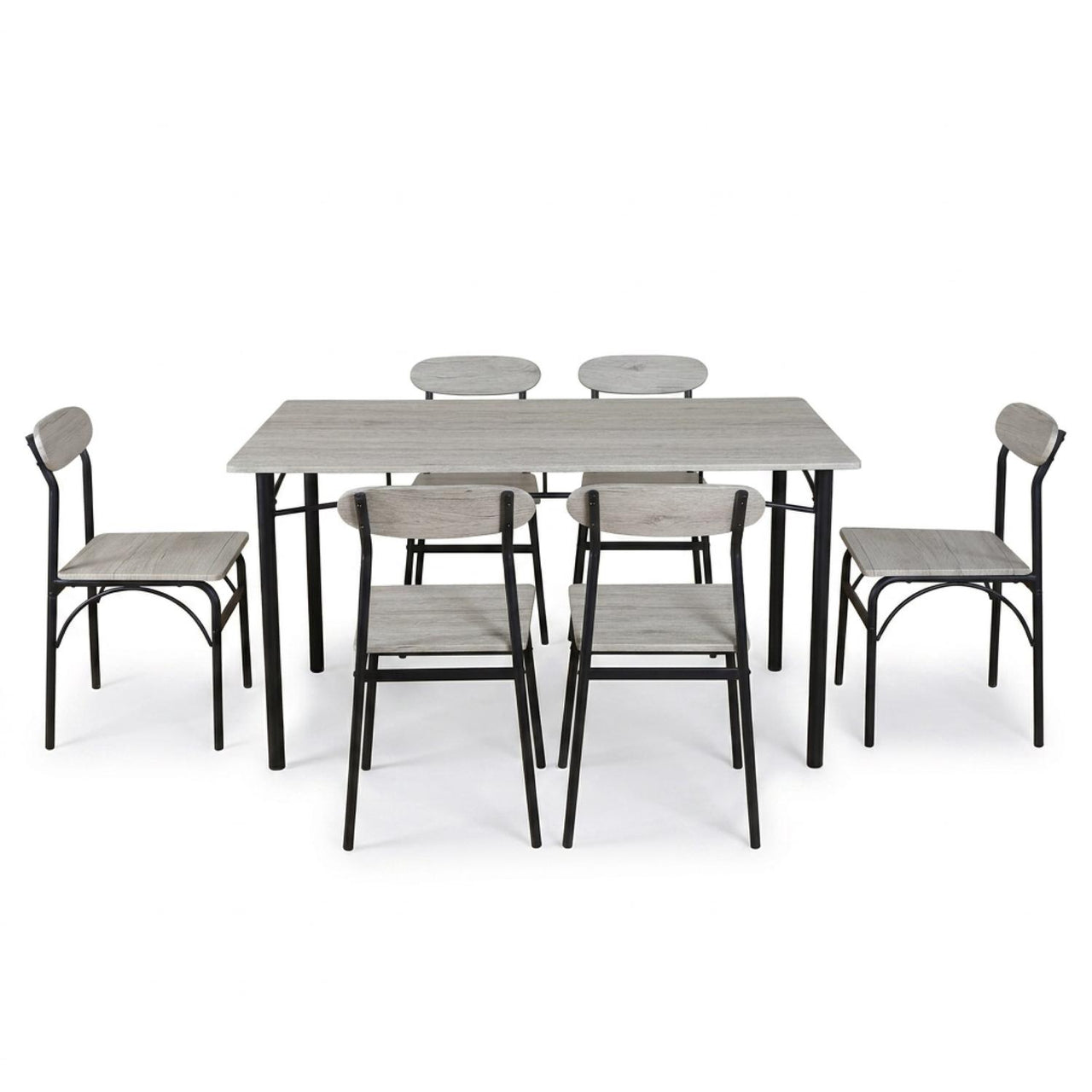 Comedor 6 Sillas y Mesa Rectangular Minimalista Madera Metal
