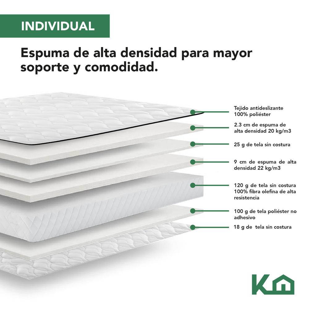 Colchón Individual Caja 12cm Memory Foam Espuma Alta Densida