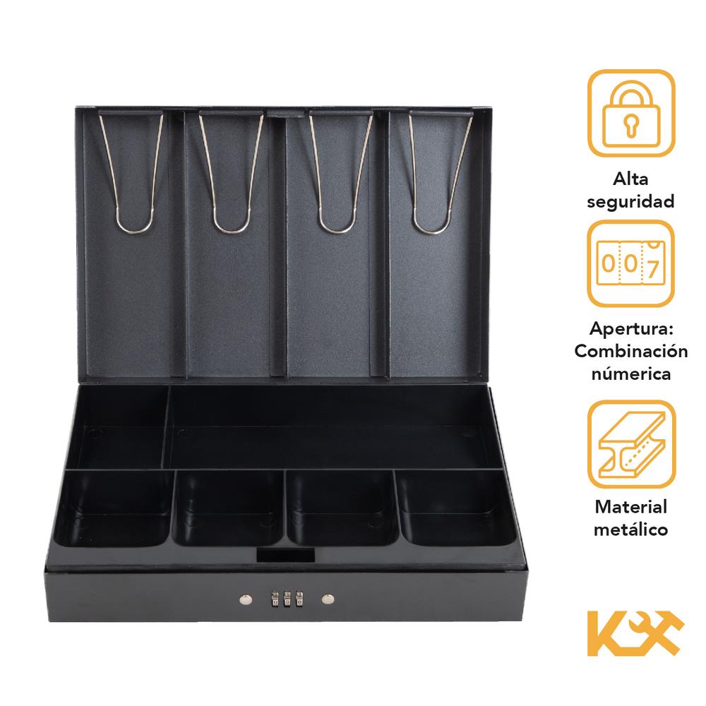Caja Dinero de Combinacion 4 Clips en la Tapa para Billetes con Charola 6 Divisiones 29 cm Ts811 Kingsman
