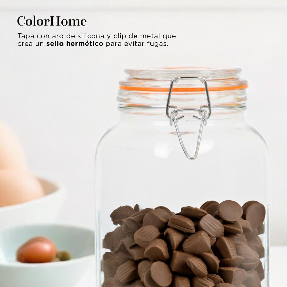 Contenedor Para Almacenaje Cristal Tapa Hermetica 2 Litros