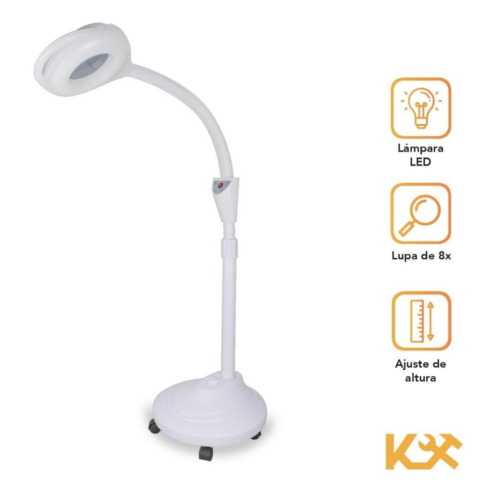 Lupa Con Base Pedestal de 165 cm Aumento 8X luz 120 Leds 8606AB Kingsman