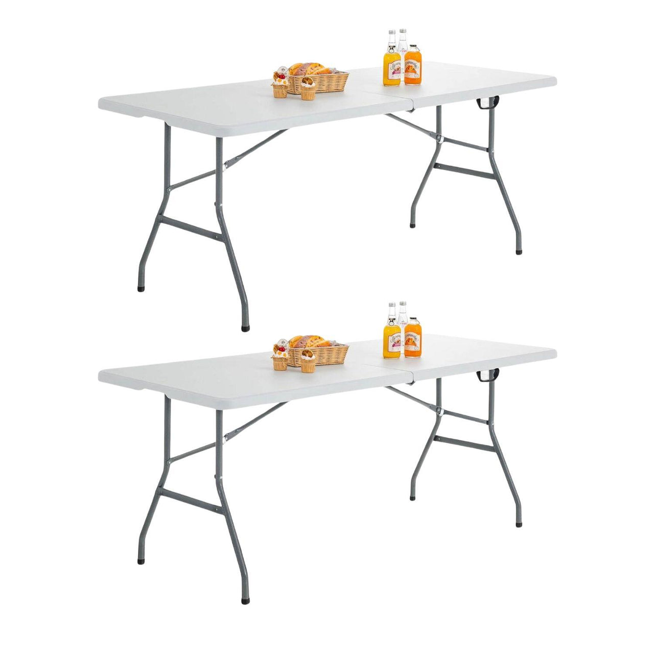 Mesa plegable 180 cm Exterior Jardín Portafolio 2 Piezas