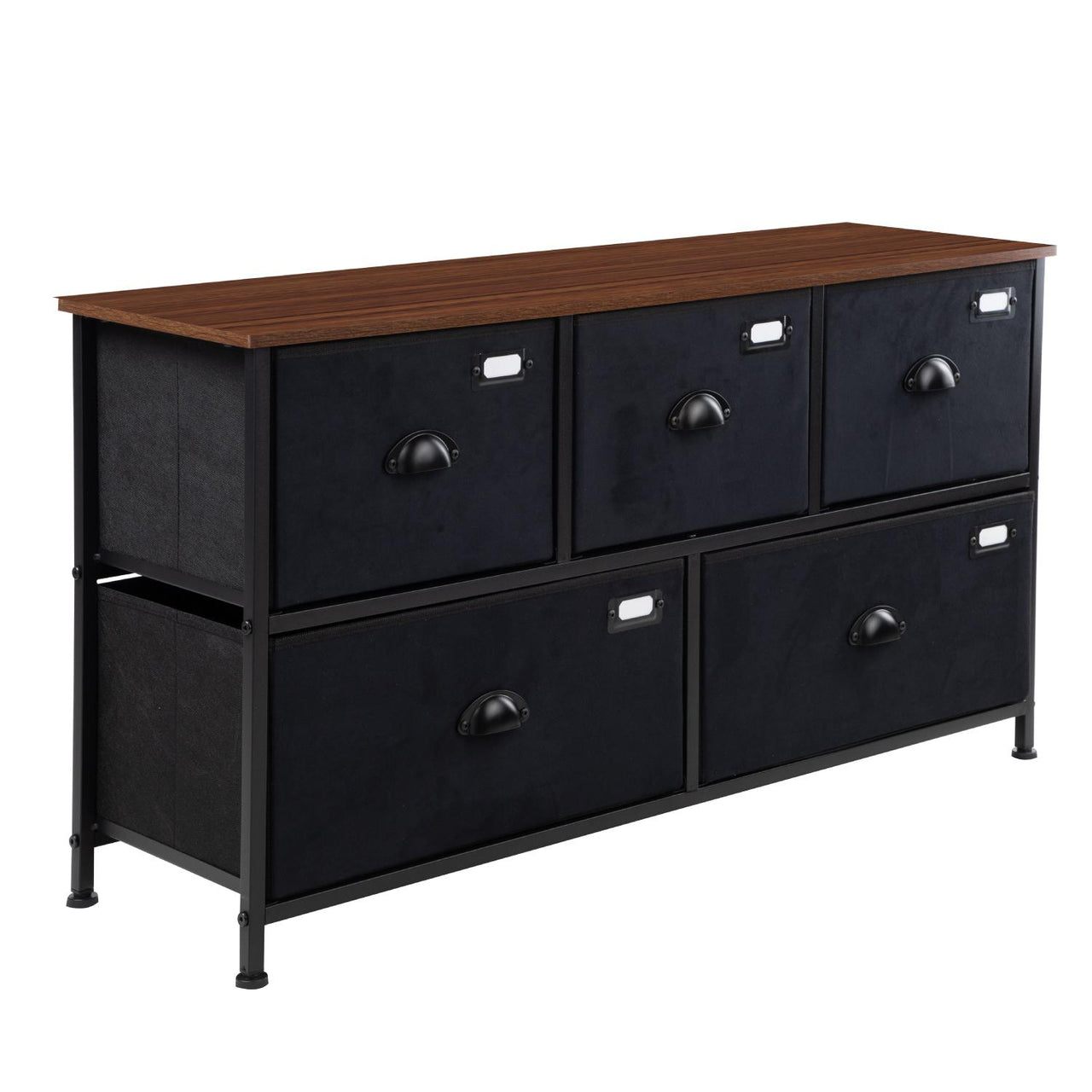 Comoda Cajonera de 5 Cajones Mueble Organizador Tela Madera