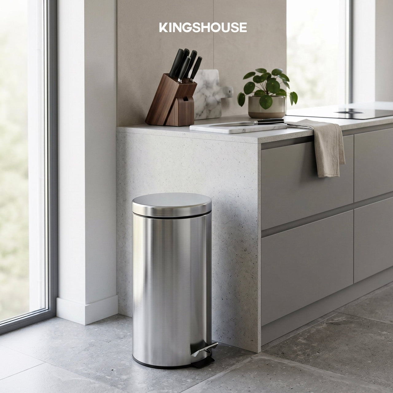2 Botes de Basura Con Pedal Acero Inoxidable Cocina Baño 30L