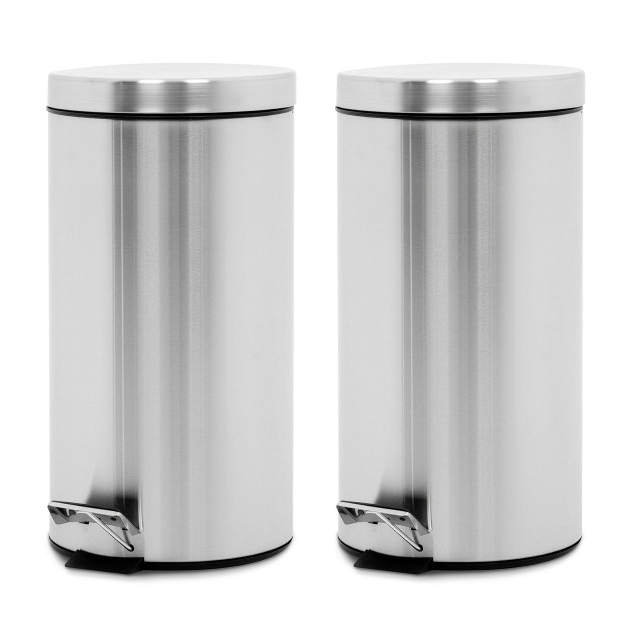 2 Botes de Basura Con Pedal Acero Inoxidable Cocina Baño 30L