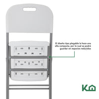 Thumbnail for Silla Plegable Plastico Blanca 45x50x88 cm KingsHouse