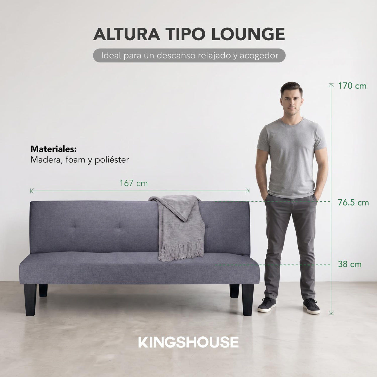 Sofá Cama Individual Reclinable Plegable de 3 Plazas