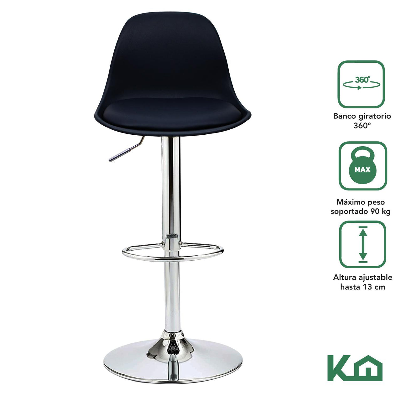 Banco Silla De Comedor Giratorio Respaldo Cafeteria Cocina