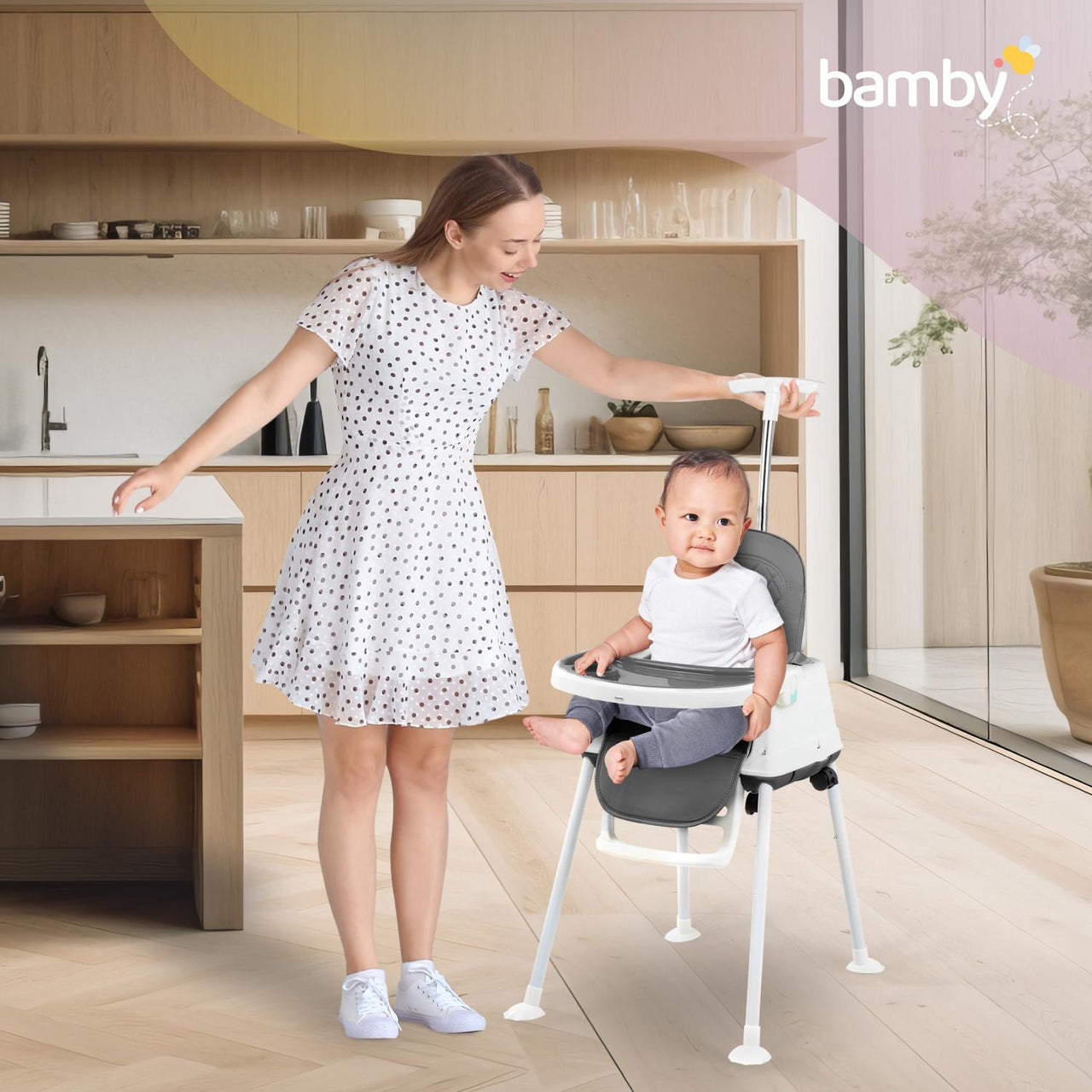 Silla Periquera Alta De Bebe Para Comer Con Charola 5 En 1