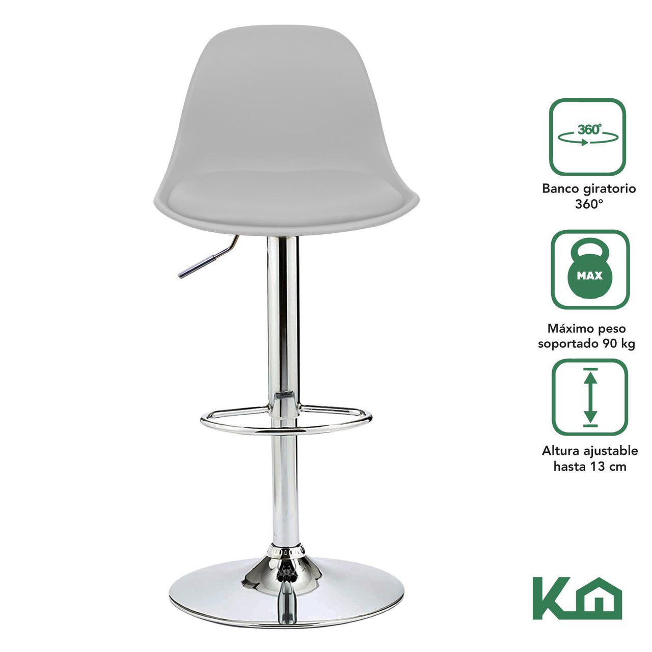 Banco Silla De Comedor Giratorio Respaldo Cafeteria Cocina