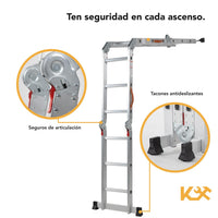 Thumbnail for Escalera Multiposiciones De Aluminio 3.5 Metros 12 Peldaños