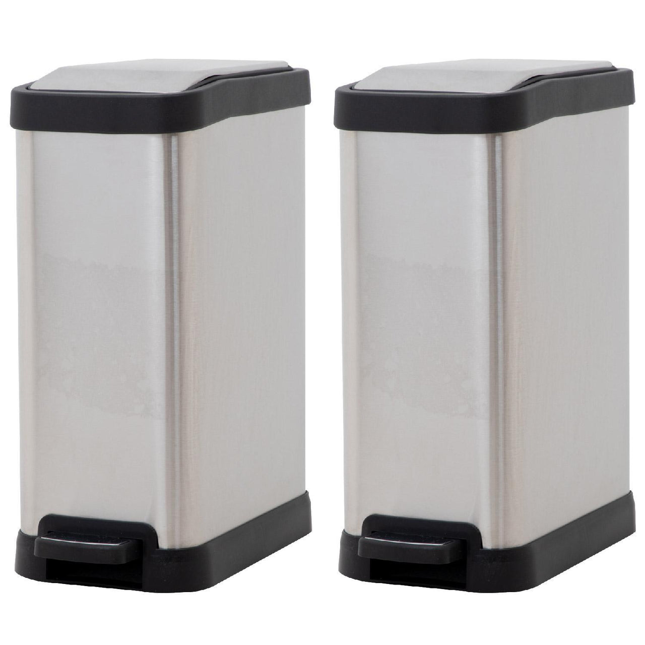 Botes de Basura 8L Acero Inox Metalico C/Pedal Cocina 2pzas