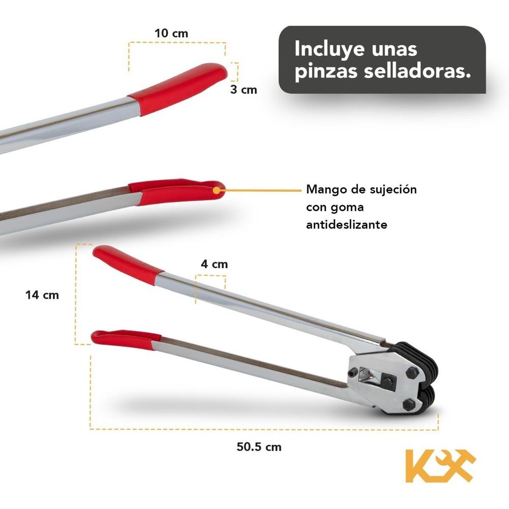 Flejadora Profesional Para Fleje Plastico de 13 a 19 mm Juego de 2 Pzs Kingsman