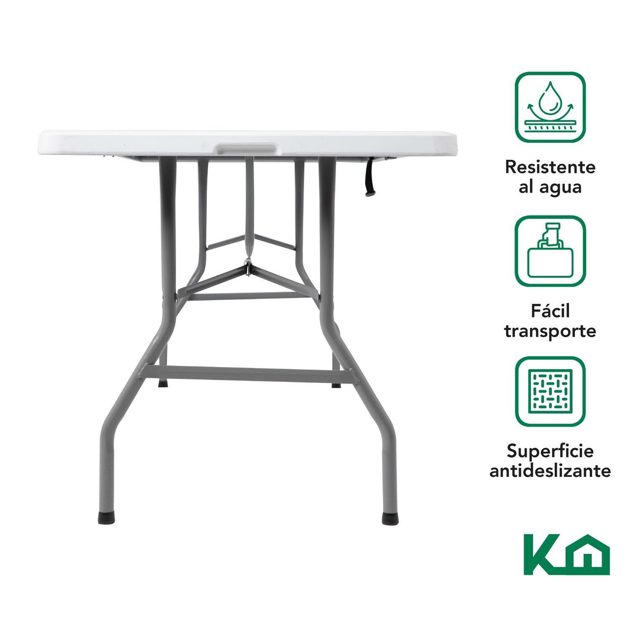 Mesa plegable 180 cm Exterior Jardín Portafolio 2 Piezas