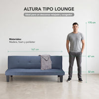 Thumbnail for Sofá Cama Mia Individual Plegable y Reclinable Tapizado Lino