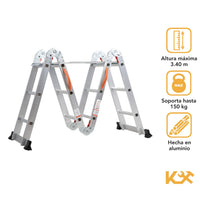 Thumbnail for Escalera Multiposiciones De Aluminio 3.5 Metros 12 Peldaños