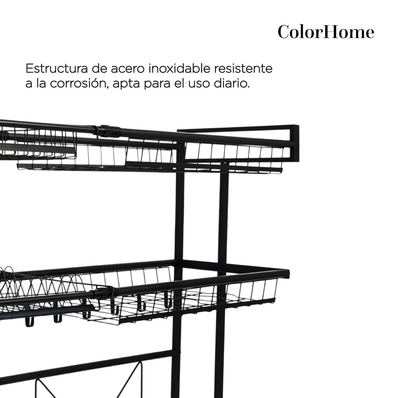 Escurridor De Platos 2 Pisos Acero Inoxidable Para Fregadero
