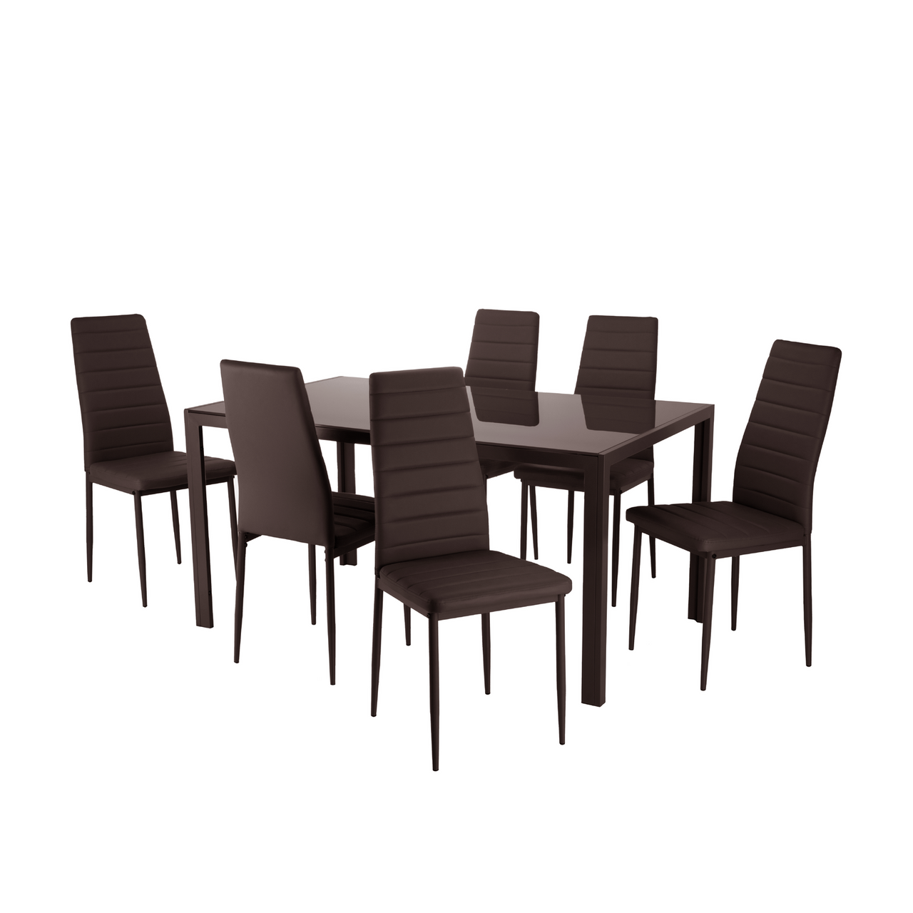 Juego De Comedor 6 Sillas y Mesa De Vidrio Templado Moderno