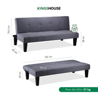 Thumbnail for Sofá Cama Individual Reclinable Plegable de 3 Plazas