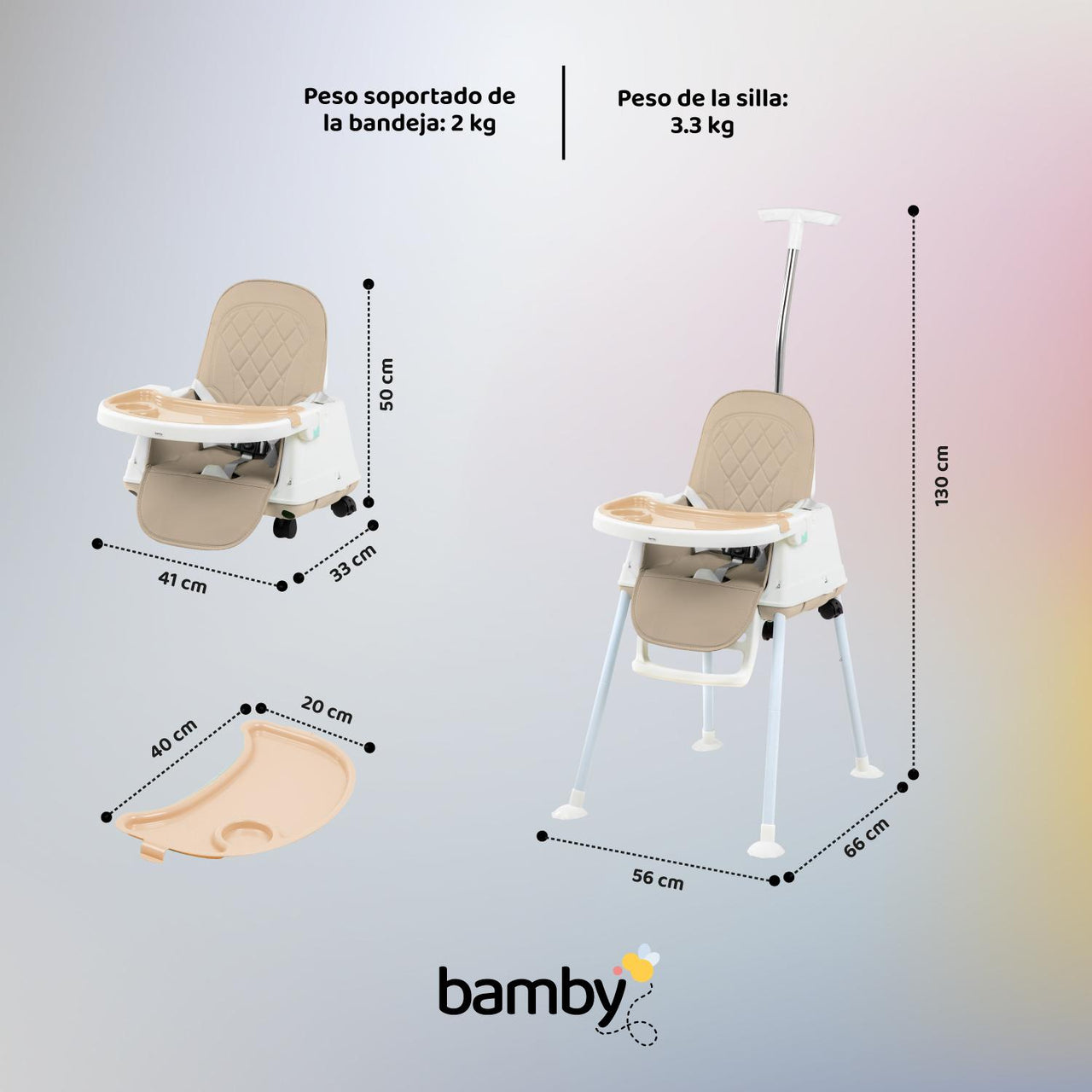 Silla Periquera Alta De Bebe Para Comer Con Charola 5 En 1